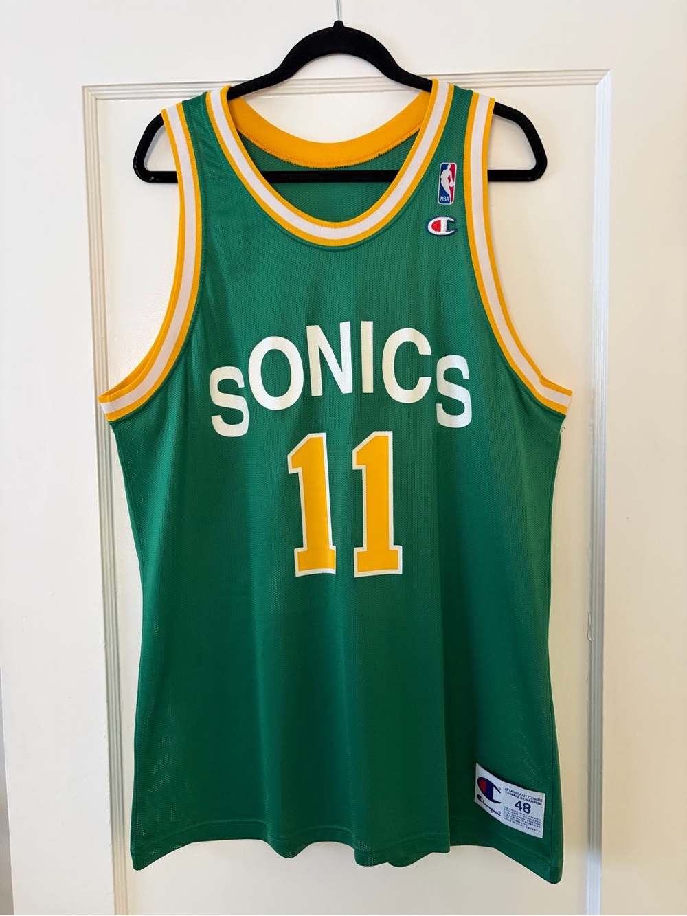 vintage Detlef Schrempf Seattle Supersonics Champion jersey size 48
